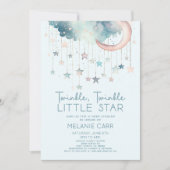 Twinkle Twinkle Little Star Blue Baby Dusche Einladung (Vorderseite)