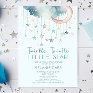 Twinkle Twinkle Little Star Blue Baby Dusche Einladung