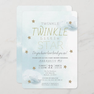 Twinkle Twinkle Little Star Blue Boy Baby Dusche Einladung