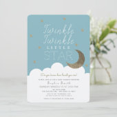 Twinkle Twinkle Little Star Blue Boy Baby Dusche Einladung (Stehend Vorderseite)