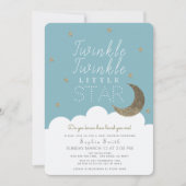 Twinkle Twinkle Little Star Blue Boy Baby Dusche Einladung (Vorderseite)