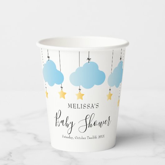 Twinkle Twinkle Little Star Blue Boy Baby Dusche Pappbecher (Rückseite)