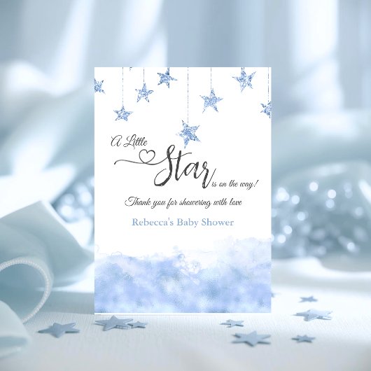 Twinkle Twinkle Little Star Blue Boy Baby Shower Dankeskarte