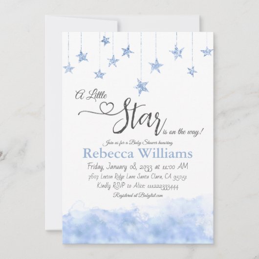 Twinkle Twinkle Little Star Blue Boy Baby Shower Einladung (Vorderseite)