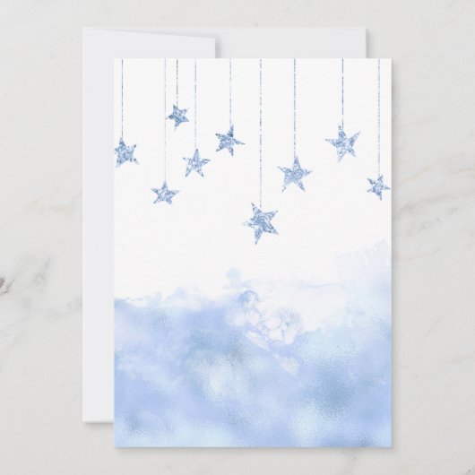 Twinkle Twinkle Little Star Blue Boy Baby Shower Einladung (Rückseite)