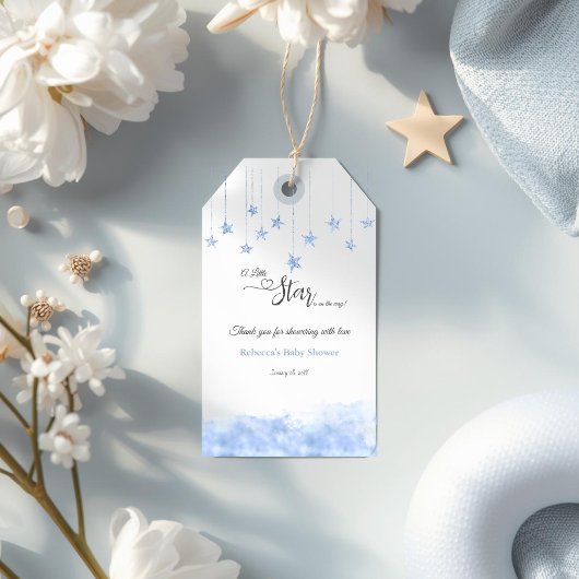 Twinkle Twinkle Little Star Blue Boy Baby Shower Geschenkanhänger