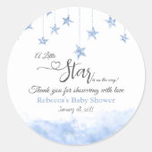 Twinkle Twinkle Little Star Blue Boy Baby Shower Runder Aufkleber (Vorderseite)