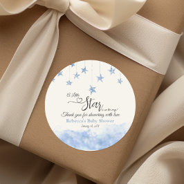Twinkle Twinkle Little Star Blue Boy Baby Shower Runder Aufkleber