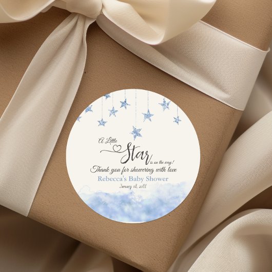 Twinkle Twinkle Little Star Blue Boy Baby Shower Runder Aufkleber