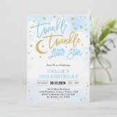 Twinkle Twinkle Little Star Blue Boy Birthday Einladung (Stehend Vorderseite)