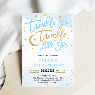 Twinkle Twinkle Little Star Blue Boy Geburtstag Einladung