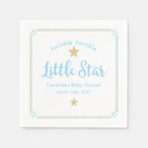 Twinkle Twinkle Little Star Blue Gold Baby Dusche