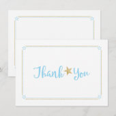 Twinkle Twinkle Little Star Blue Gold Vielen Dank Dankeskarte (Vorne/Hinten)