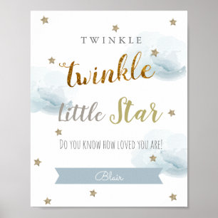Twinkle Twinkle Little Star Blue Kinderzimmer Art Poster