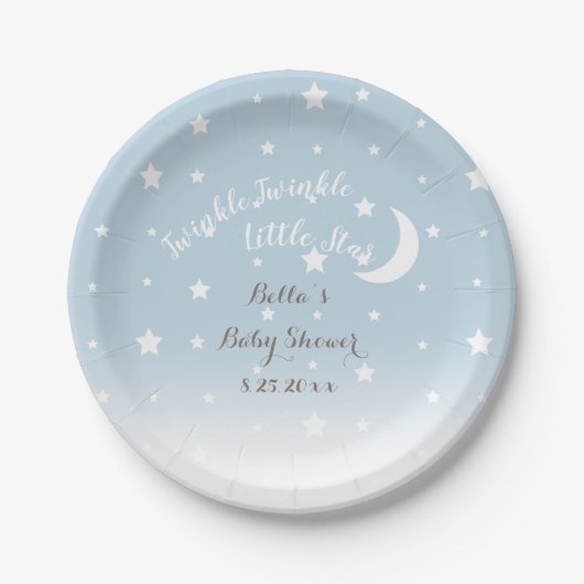Twinkle Twinkle Little Star Blue Paper Plate Pappteller (Vorderseite)