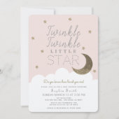Twinkle Twinkle Little Star Blush Pink Baby Dusche Einladung (Vorderseite)