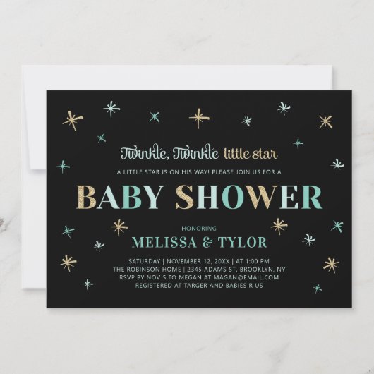 Twinkle Twinkle Little Star Boy Baby Dusche Einladung (Vorderseite)