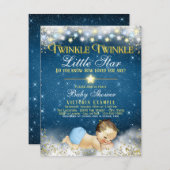 Twinkle Twinkle Little Star Boy Baby Dusche Einladung (Vorne/Hinten)