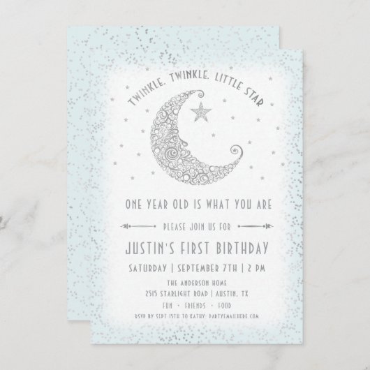 Twinkle Twinkle Little Star Boy Birthday Invite Einladung (Vorne/Hinten)