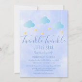 Twinkle Twinkle Little Star Boy Blue Baby Dusche Einladung (Vorderseite)