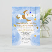 Twinkle Twinkle Little Star Boy Erster Geburtstag Einladung (Stehend Vorderseite)