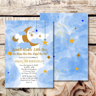 Twinkle Twinkle Little Star Boy Erster Geburtstag Einladung
