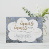 Twinkle Twinkle Little Star Boys Blue Baby Dusche Dankeskarte (Stehend Vorderseite)