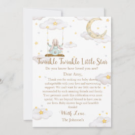 Twinkle Twinkle Little Star Bunny Baby Dusche Dankeskarte