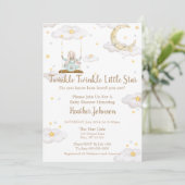 Twinkle Twinkle Little Star Bunny Baby Dusche Einladung (Stehend Vorderseite)