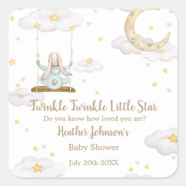 Twinkle Twinkle Little Star Bunny Baby Dusche Quadratischer Aufkleber