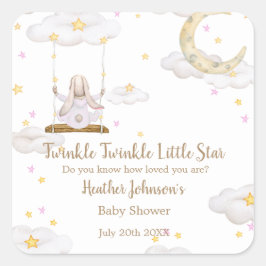 Twinkle Twinkle Little Star Bunny Baby Dusche Quadratischer Aufkleber