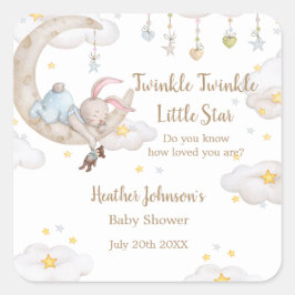 Twinkle Twinkle Little Star Bunny Baby Dusche Quadratischer Aufkleber