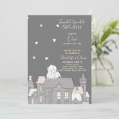 Twinkle Twinkle Little Star Bunny Twins 1. Party Einladung (Stehend Vorderseite)