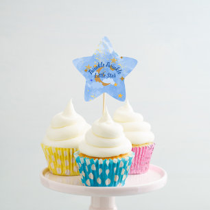 Twinkle Twinkle Little Star Cupcake Toppers Stern-Aufkleber