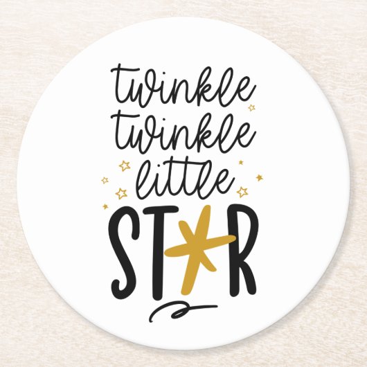 Twinkle Twinkle Little Star Doodle Runder Pappuntersetzer (Vorderseite)