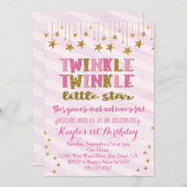 Twinkle Twinkle Little Star Einladung Pink (Vorne/Hinten)