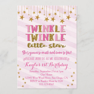 Twinkle Twinkle Little Star Einladung Pink
