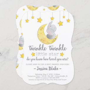 Twinkle Twinkle Little Star Elefant Babydusche Einladung
