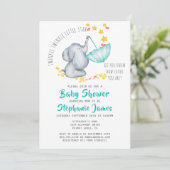Twinkle Twinkle Little Star Elephant Baby Dusche Einladung (Stehend Vorderseite)