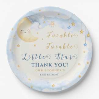 Twinkle Twinkle Little Star Erster Geburtstag Blau Pappteller