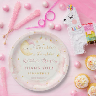 Twinkle Twinkle Little Star Erster Geburtstag Rosa Pappteller
