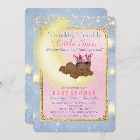 Twinkle Twinkle Little Star Ethnic Baby Dusche Einladung (Vorne/Hinten)