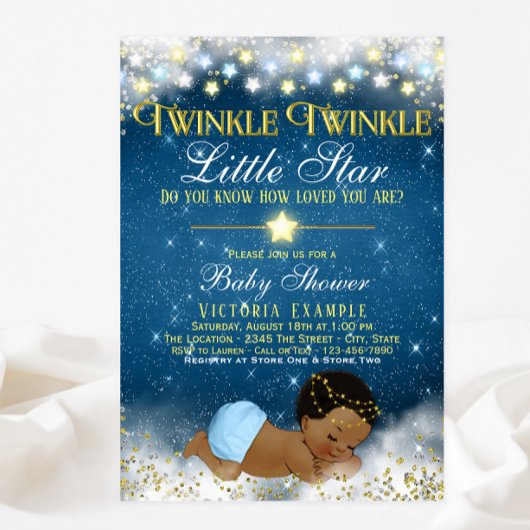 Twinkle Twinkle Little Star Ethnic Boy Baby Dusche Einladung