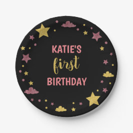 Twinkle Twinkle Little Star First Birthday Pink Pappteller