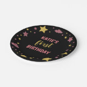 Twinkle Twinkle Little Star First Birthday Pink Pappteller (Schrägansicht)