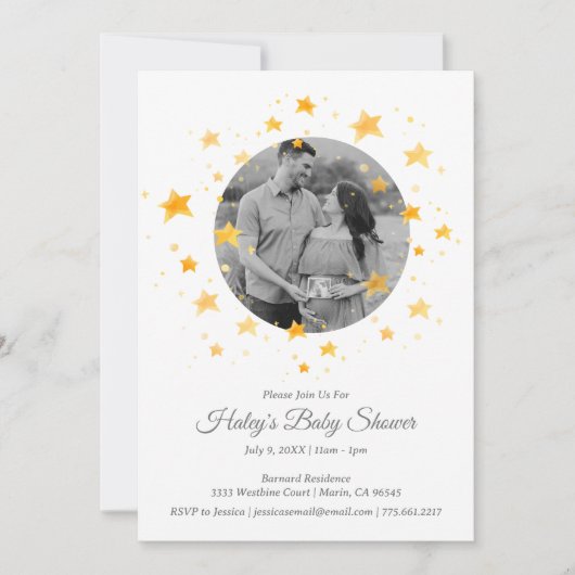 Twinkle Twinkle Little Star Foto Babydusche Einladung (Vorderseite)