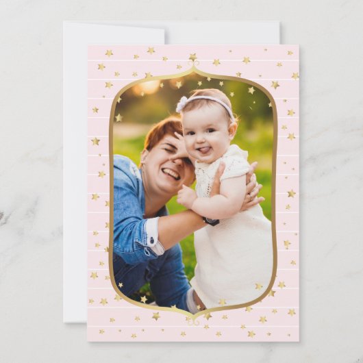 Twinkle Twinkle Little Star Foto Birthday Party Einladung (Rückseite)