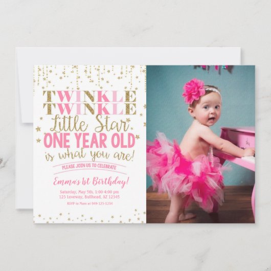Twinkle Twinkle Little Star Foto Einladung (Vorderseite)