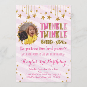 Twinkle Twinkle Little Star Geburtstag Einladung 2