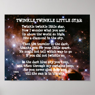 TWINKLE TWINKLE LITTLE STAR Gedicht Poster
